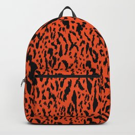 Neon Orange and Black Leopard Print Pattern Backpack