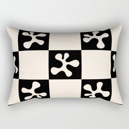 Thing Dance Mid Mod Minimalist Check Abstract Pattern in Black and Almond Cream Rectangular Pillow