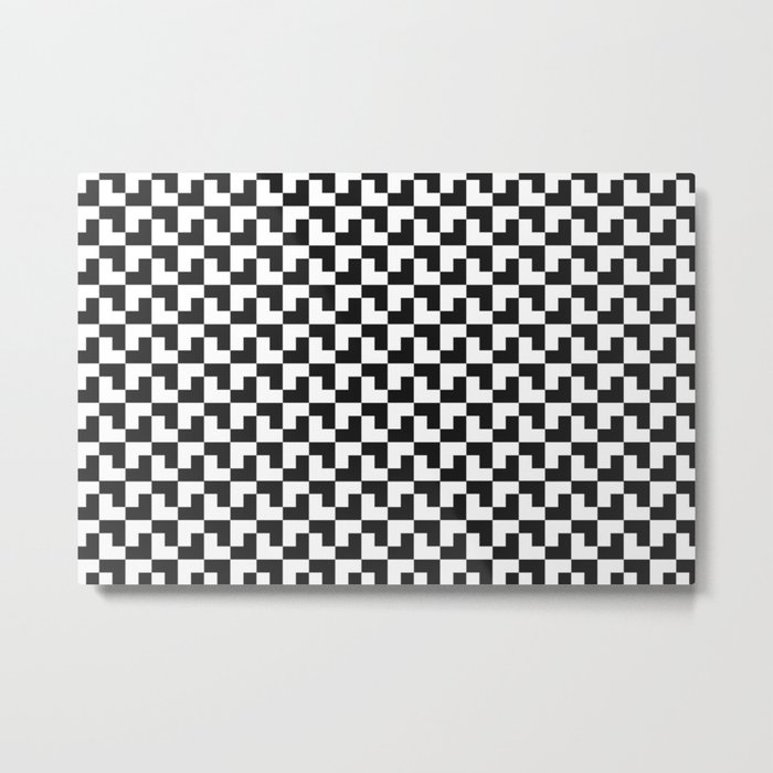 Black and White Tessellation Pattern - Graphic Design Metal Print