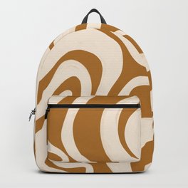 Swirl Lines in Sudan Brown Yellow + Tan  Backpack