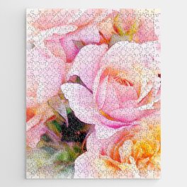 Dusky Pink Roses in Bloom Jigsaw Puzzle