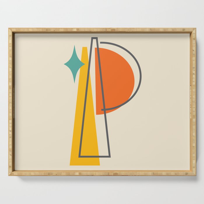  Mid Century Modern Letter P Artwork Serving Tray