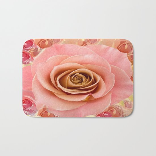 Peach Rose Garden Bath Mat