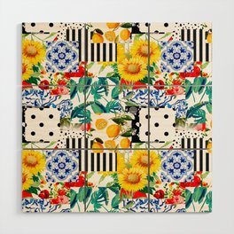 Italian,Sicilian art,patchwork,summer Flowers Wood Wall Art