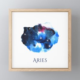 Aries Zodiac Sign - Watercolor Star Constellation Framed Mini Art Print
