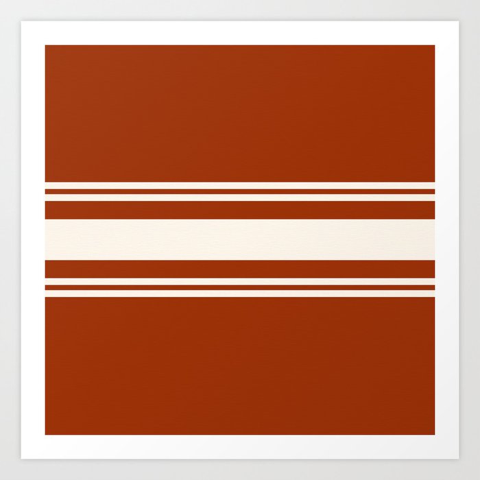 Orange and white retro 60s minimalistic stripes Art Print