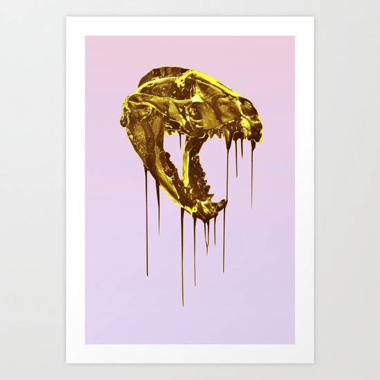 Painted Skull "Badger" Gold Art Print