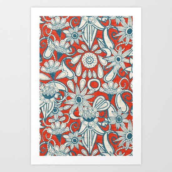 sarilmak fire orange blue Art Print