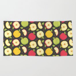 Colorful apple seamless pattern design Beach Towel