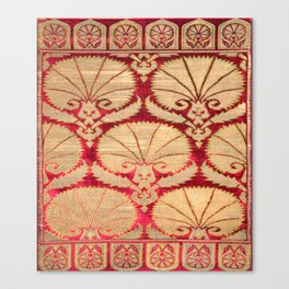 Antique Turkish Carnations Textile Red Canvas Print