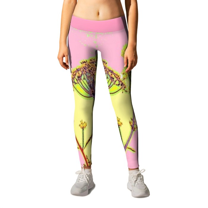 Abstract Queen Ann's Lace Floral Design Leggings