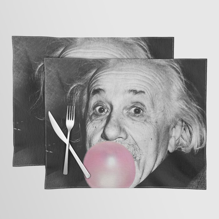 Satirical Bubble Gum Albert Einstein humour photography photograph blowing bubble gum bubble poster Placemat