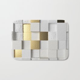 Elegant Cube wall 3D art- white and gold Bath Mat