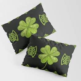Irish Shamrock Four-leaf clover with celtic decor Pillow Sham