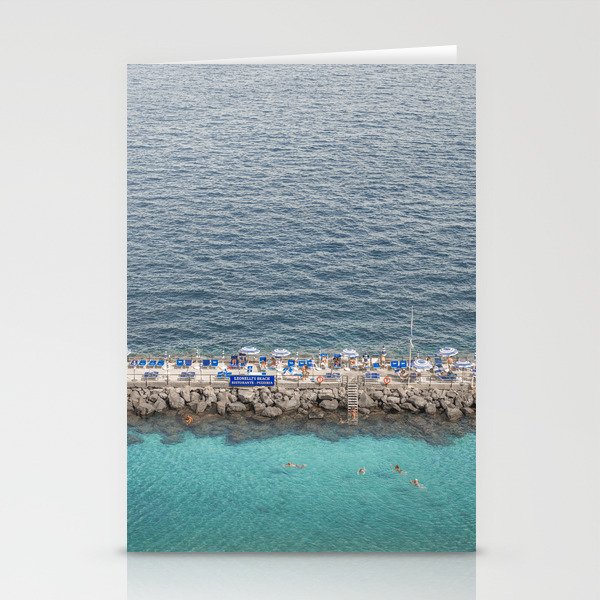 Italian Shades of Blue | Ocean Beach Club In Sorrento, Italy Art Print | Amalfi Coast Travel Photography Stationery Cards