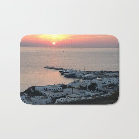 Sunset, Myconos Island, Greece Bath Mat