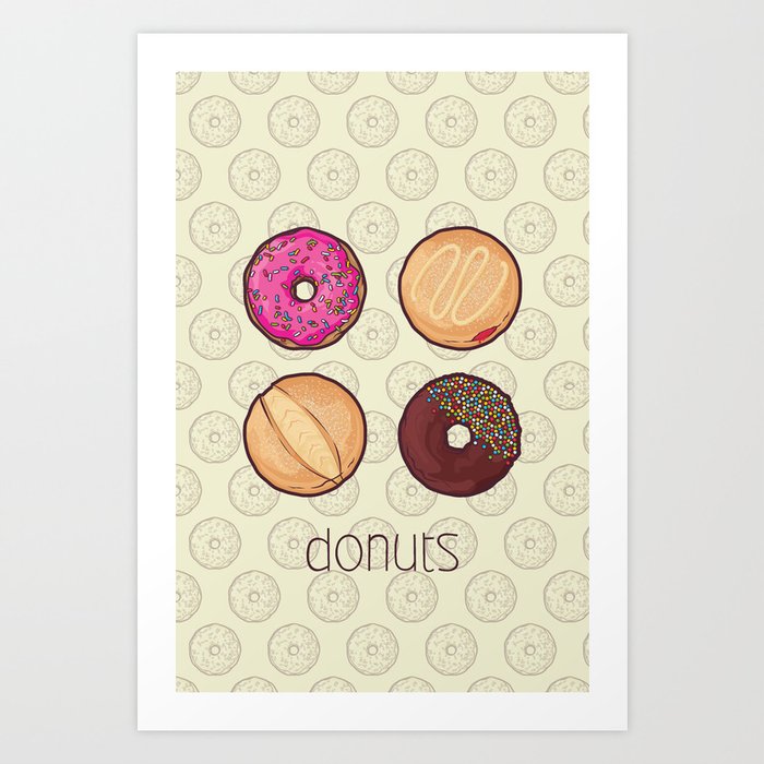 Donuts Art Print by Monstruonauta | Society6