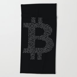 Bitcoin Binary Black Beach Towel