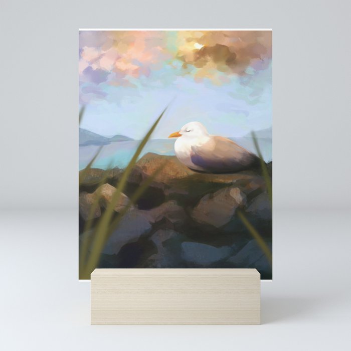 Sunset Seagull Mini Art Print