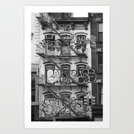 Graffity street art Soho New York / black and white travel photography / Fine art print Art Print