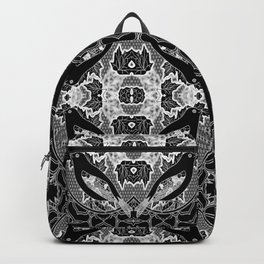 Birds and Black and White Lace Illustration Backpack