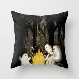 Marshmallows and ghost stories Throw Pillow