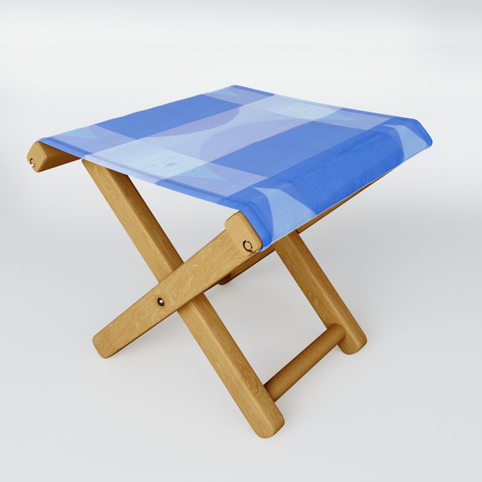 A Touch Of Indigo - Soft Geometric Minimalist Blue Folding Stool