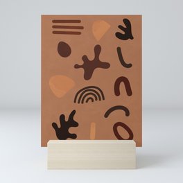 Abstract Organic Shapes - Brown Aesthetic Mini Art Print