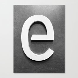 Vintage 3D sign letter E. Photo art. Black and white colored. Canvas Print