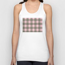 Pink and grey gingham checked Unisex Tank Top