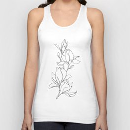 Botanical illustration line drawing - Magnolia Unisex Tank Top