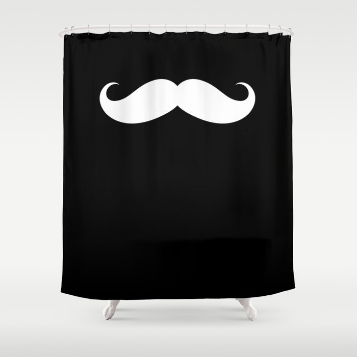 Big Mustache Black White Shower, Mustache Shower Curtain