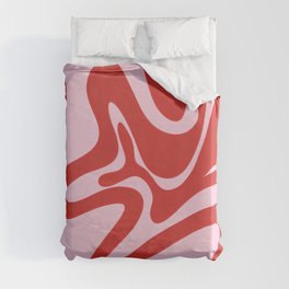 Retro Swirl Wrap in Red + Pink  Duvet Cover