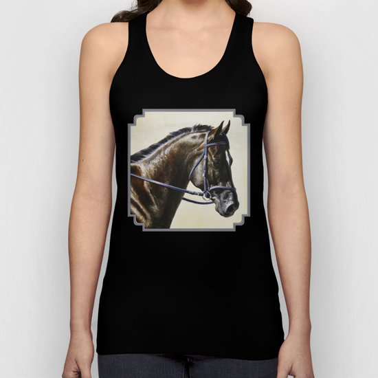 Dark Bay Dressage Horse Portrait Unisex Tank Top