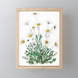 white Margaret daisy watercolor Framed Mini Art Print