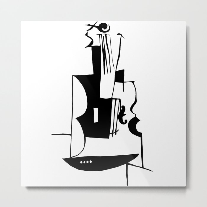 Abstract Black & White Viol Metal Print