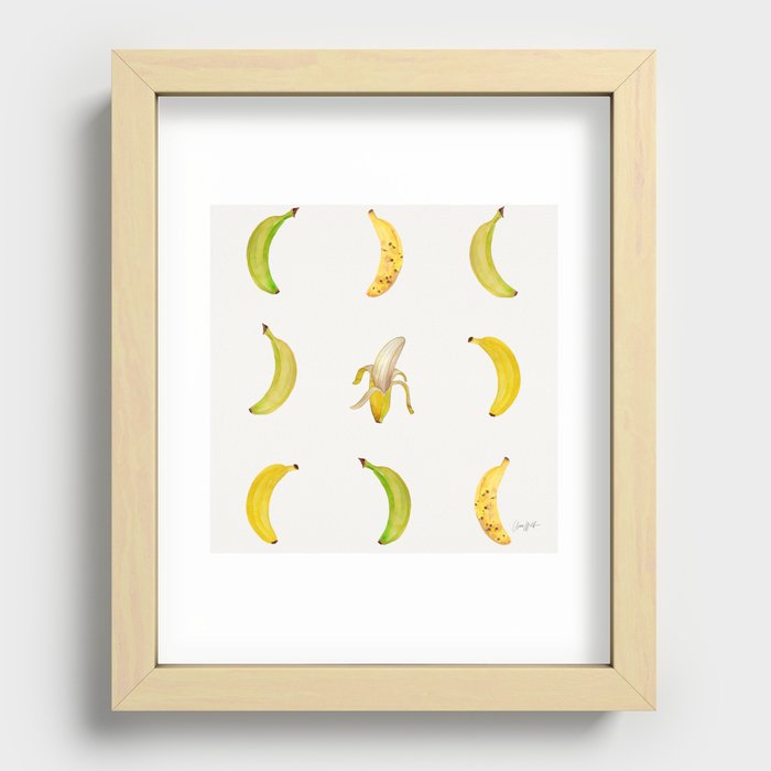 Completely bananas - watercolor pattern Recessed Framed Print