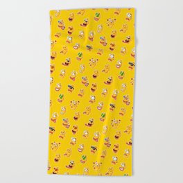 Cheerful head yellow Beach Towel