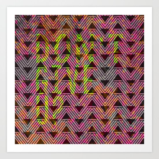 Don't Give Up Quote with Geometric Triangle Pattern Art Print