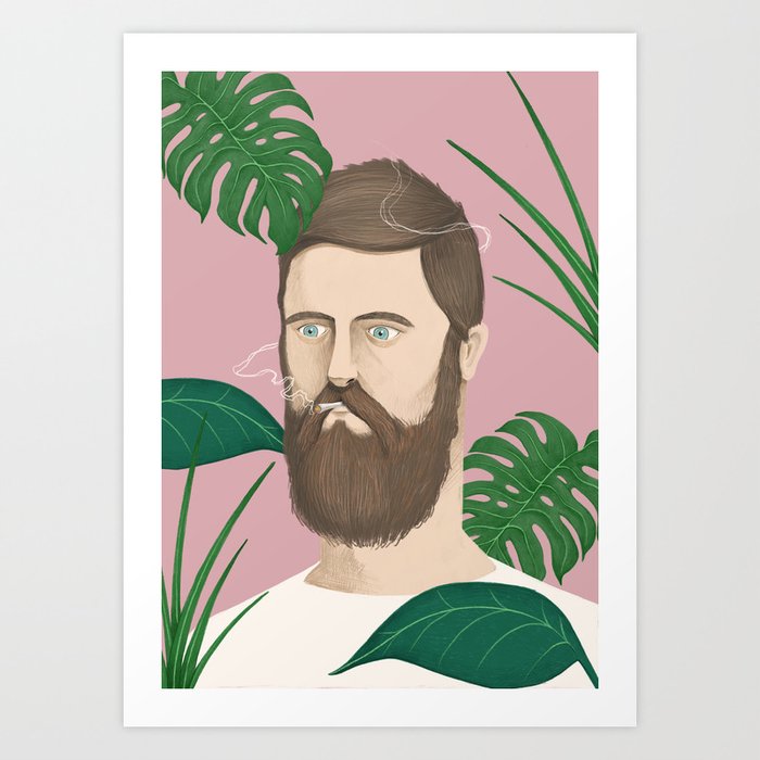 Man plants and cigarettes Art Print