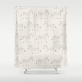 Zebra Parade - Gray on Cream Shower Curtain