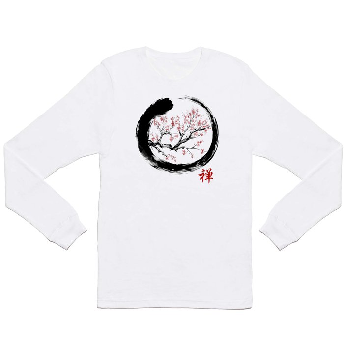 Japanese Calligraphy Zen Buddhist Enso Circle Shirt -  Mindfulness Art for Meditation Long Sleeve T Shirt