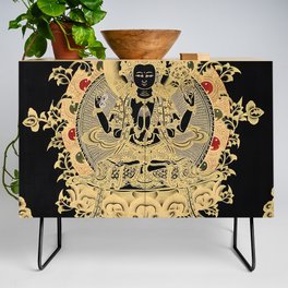 The Patron Deity of Om Mani Padme Hum - Tibetan Thangka Painting Credenza