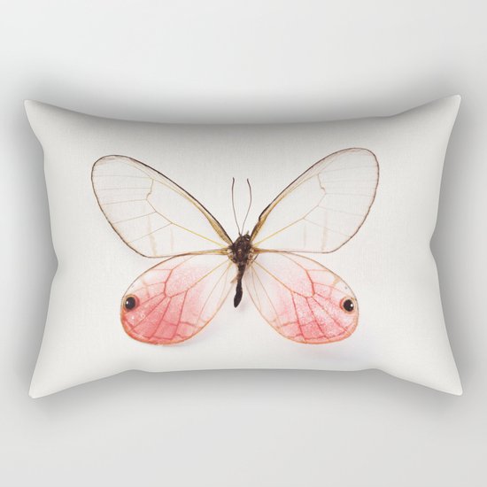 Pink Glasswing Rectangular Pillow