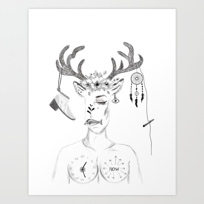 Woman Abstract Line Art Art Print By Moxiseca Society6