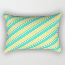 [ Thumbnail: Turquoise and Tan Colored Lined/Striped Pattern Rectangular Pillow ]