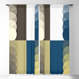 Grid retro color shapes patchwork 4 Blackout Curtain