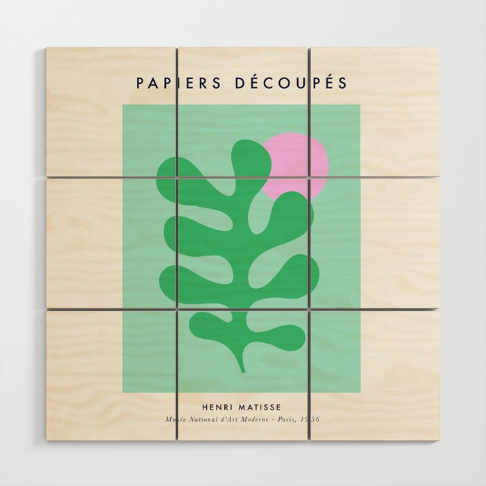 Matisse Poster 2. Leaf & Sun in Green & Pink Wood Wall Art