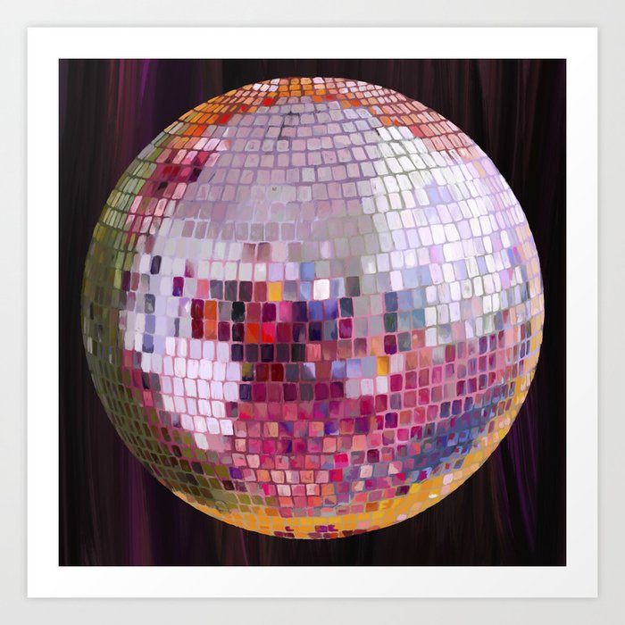 Garden Party Disco Ball Painting Print | Studio 54 | Party | Acrylic | Pop  Art | Neutral | Retro