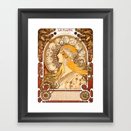 Mucha La Plume Framed Art Print